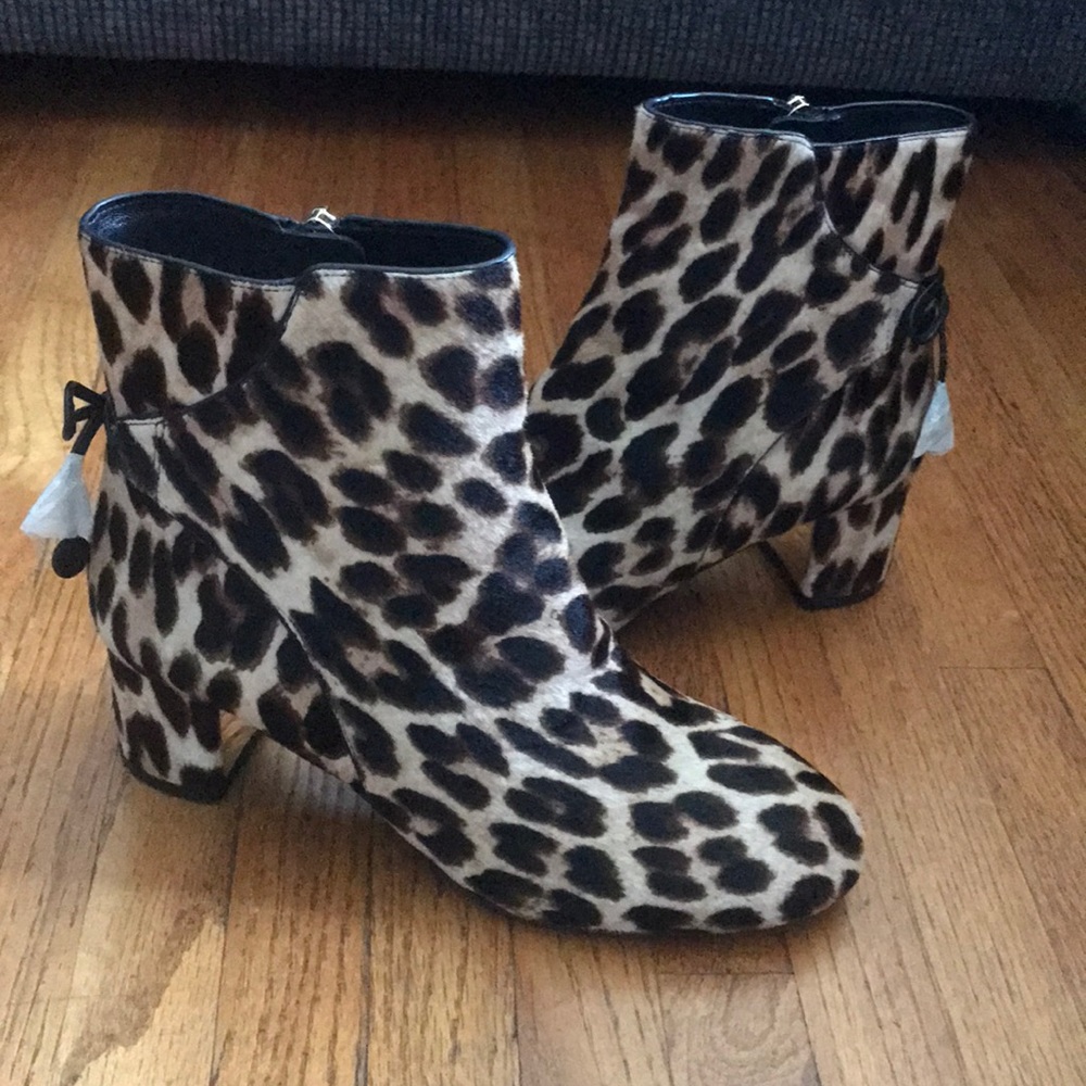 New Tory Burch Laila Leopard Print Calf Hair Boots